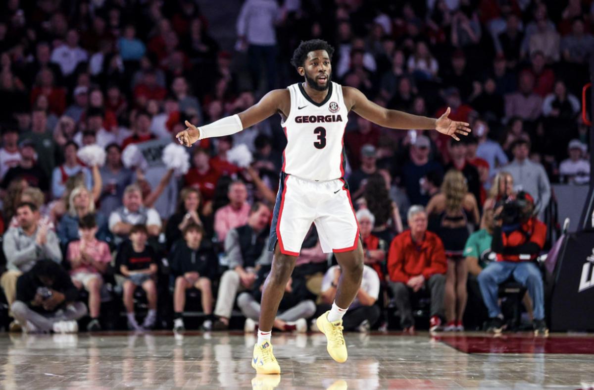 Georgia guard Noah Thomasson during Georgia’s game against South Carolina at Stegeman Coliseum in Athens, Ga., on Saturday, Feb. 3, 2024. (Kari Hodges/UGAAA)